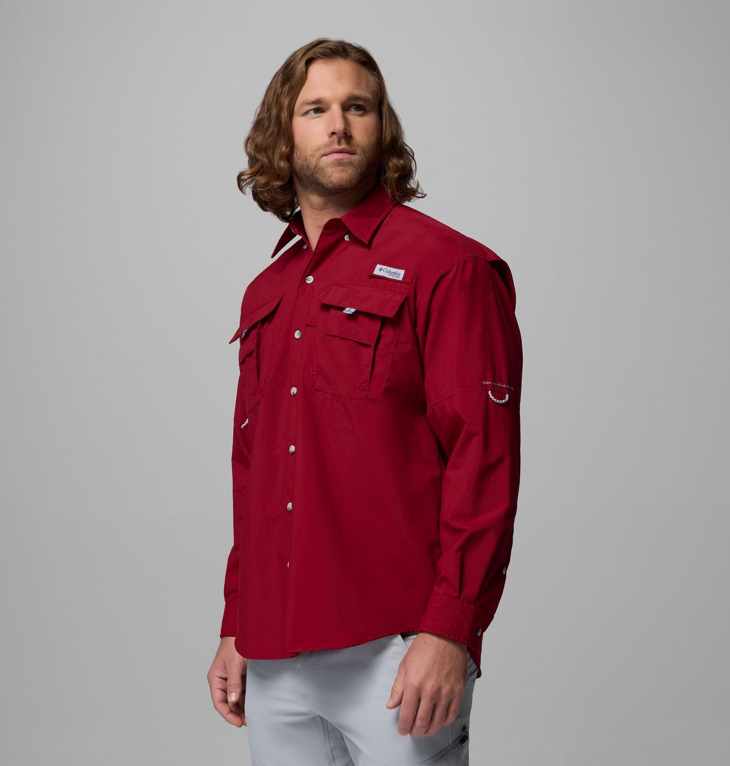 Мужская рубашка Columbia PFG Bahama II Long Sleeve, цвет: Свекольный — фото 3