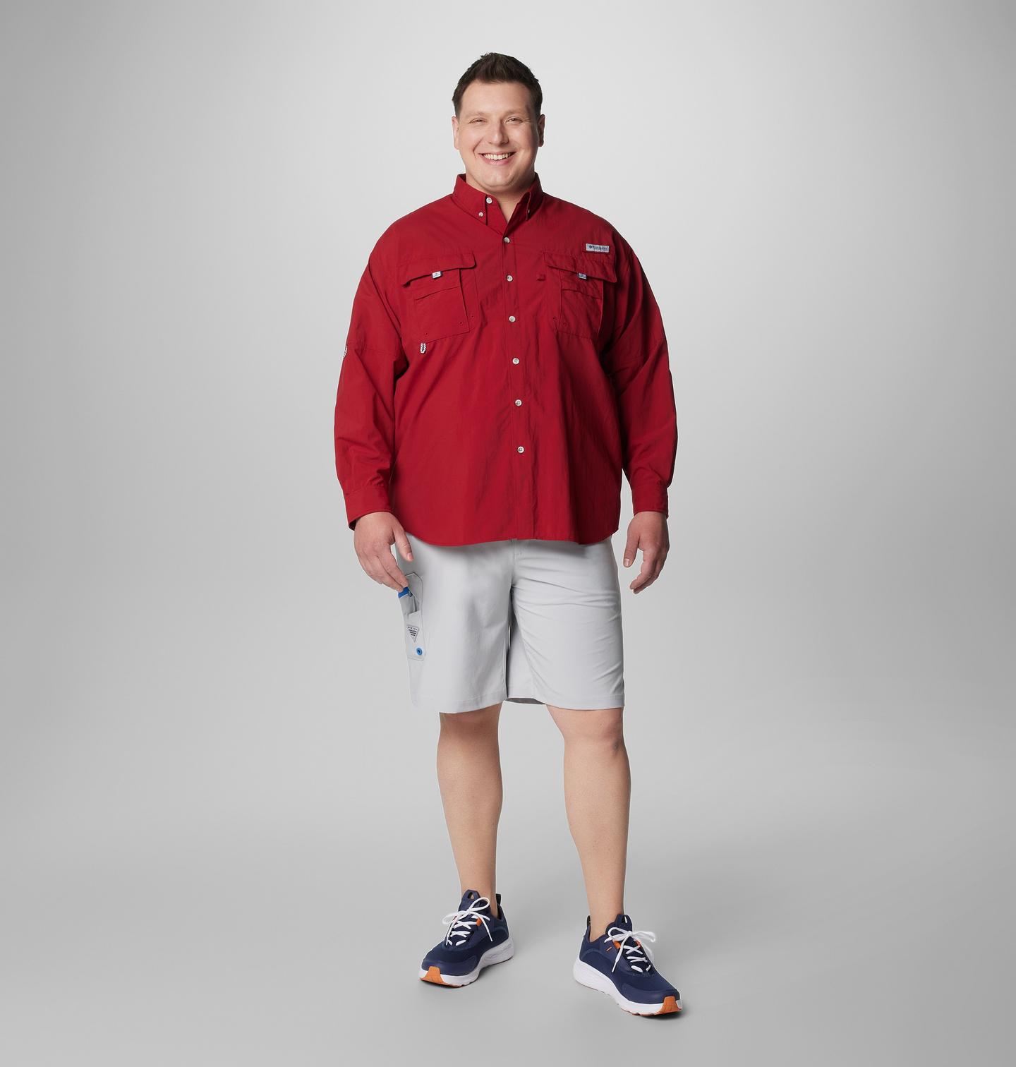 Мужская рубашка Columbia PFG Bahama II Long Sleeve Shirt - Big, цвет: Свекольный — фото 3