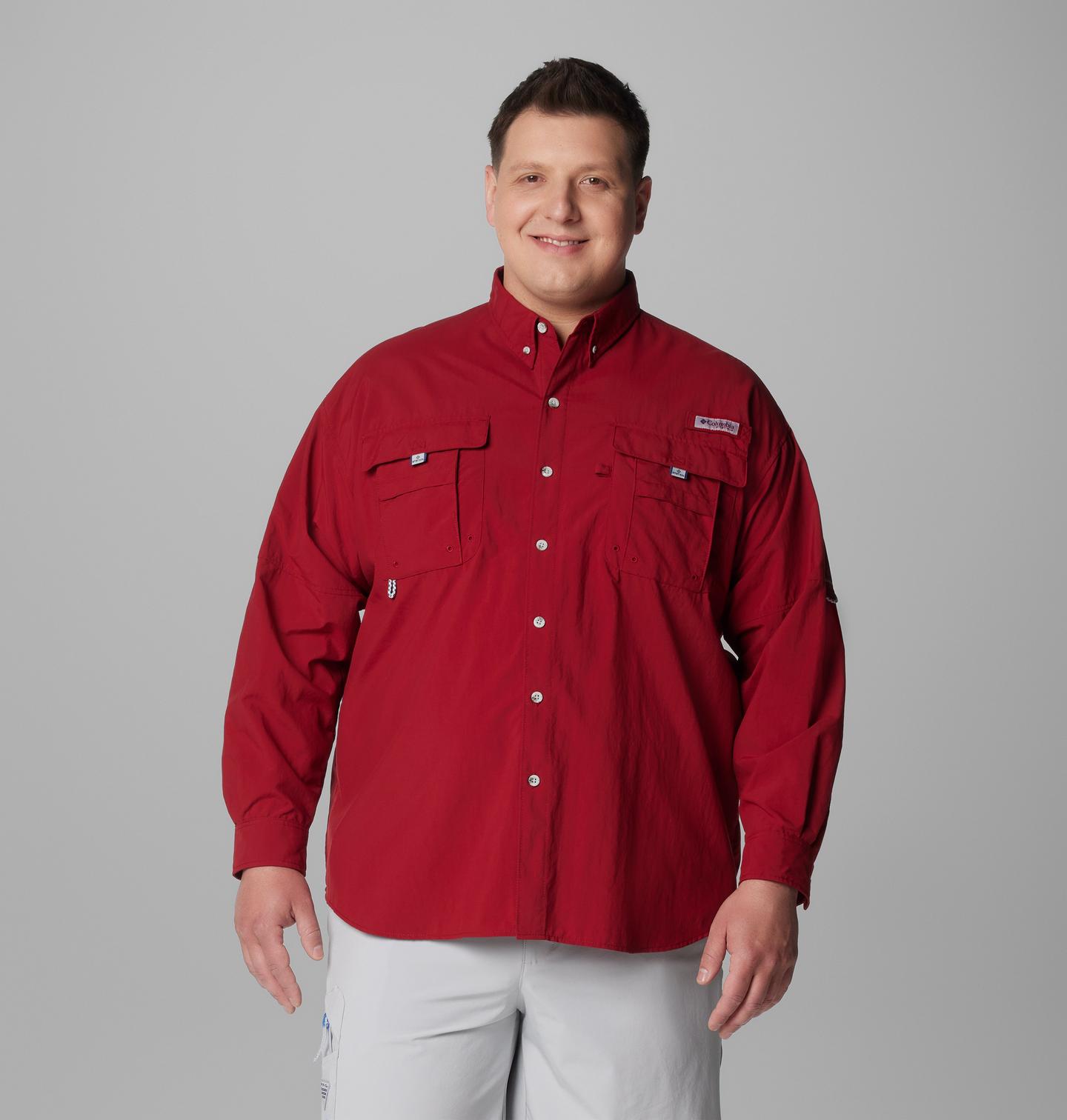 Мужская рубашка Columbia PFG Bahama II Long Sleeve Shirt - Big, цвет: Свекольный — фото 1