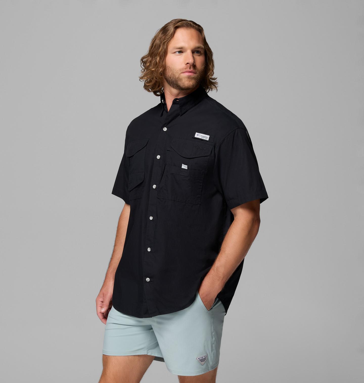 Мужская рубашка Columbia PFG Bonehead Short Sleeve, цвет: Чёрный — фото 4
