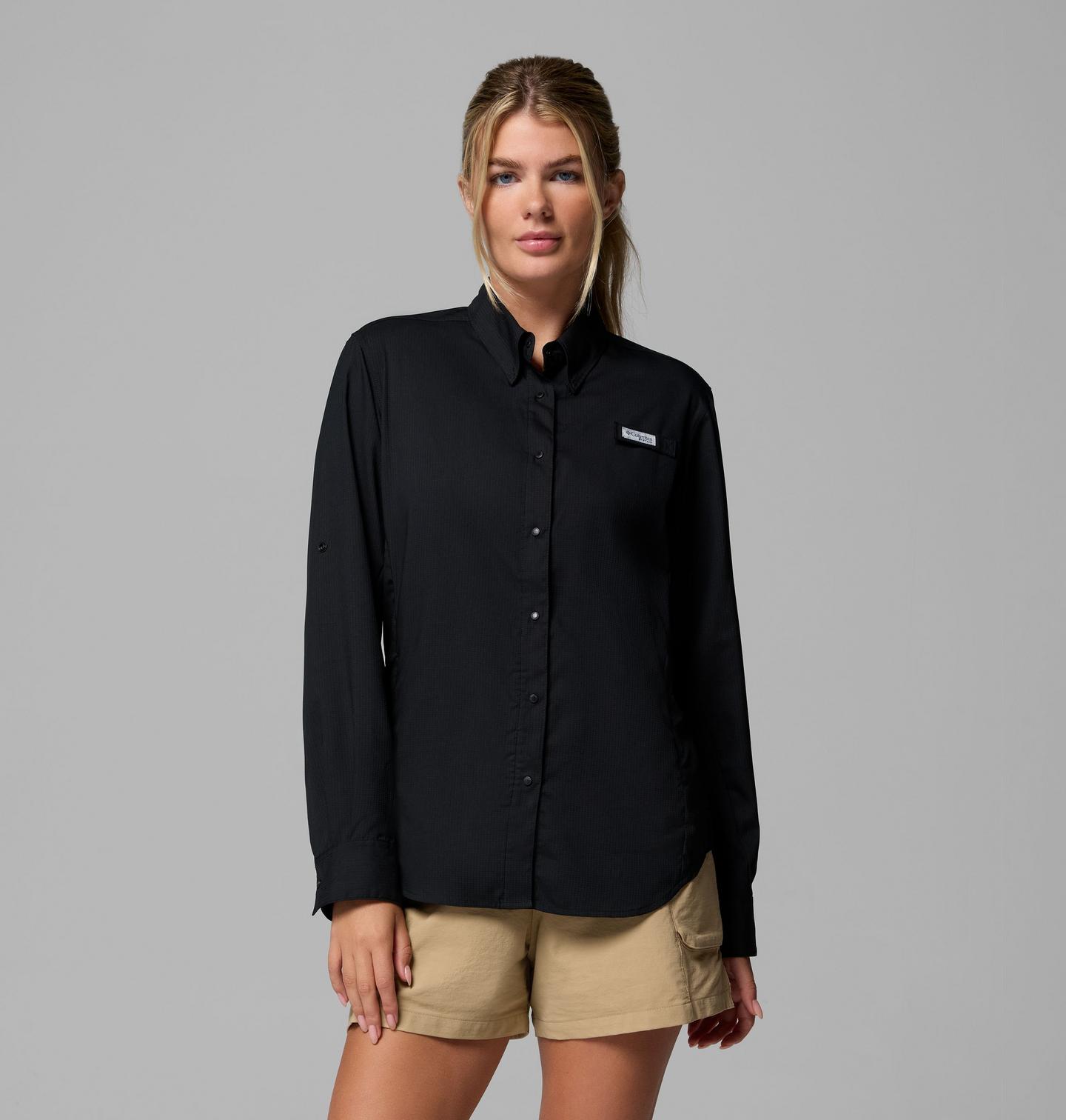 Женская рубашка Columbia PFG Tamiami II Long Sleeve, цвет: Чёрный — фото 1