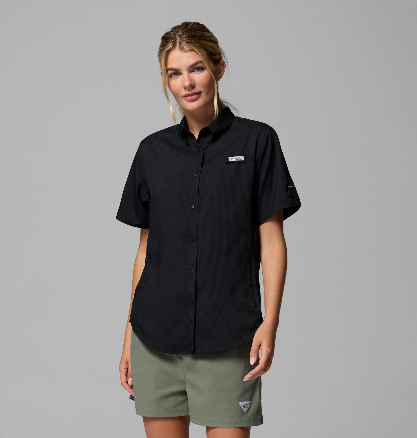 Женская рубашка Columbia PFG Tamiami II Short Sleeve, цвет: Чёрный — фото 1