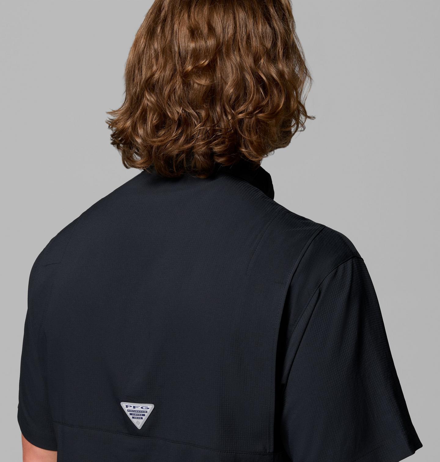 Мужская рубашка Columbia Collegiate PFG Tamiami Short Sleeve Shirt - Texas, цвет: Чёрный — фото 4