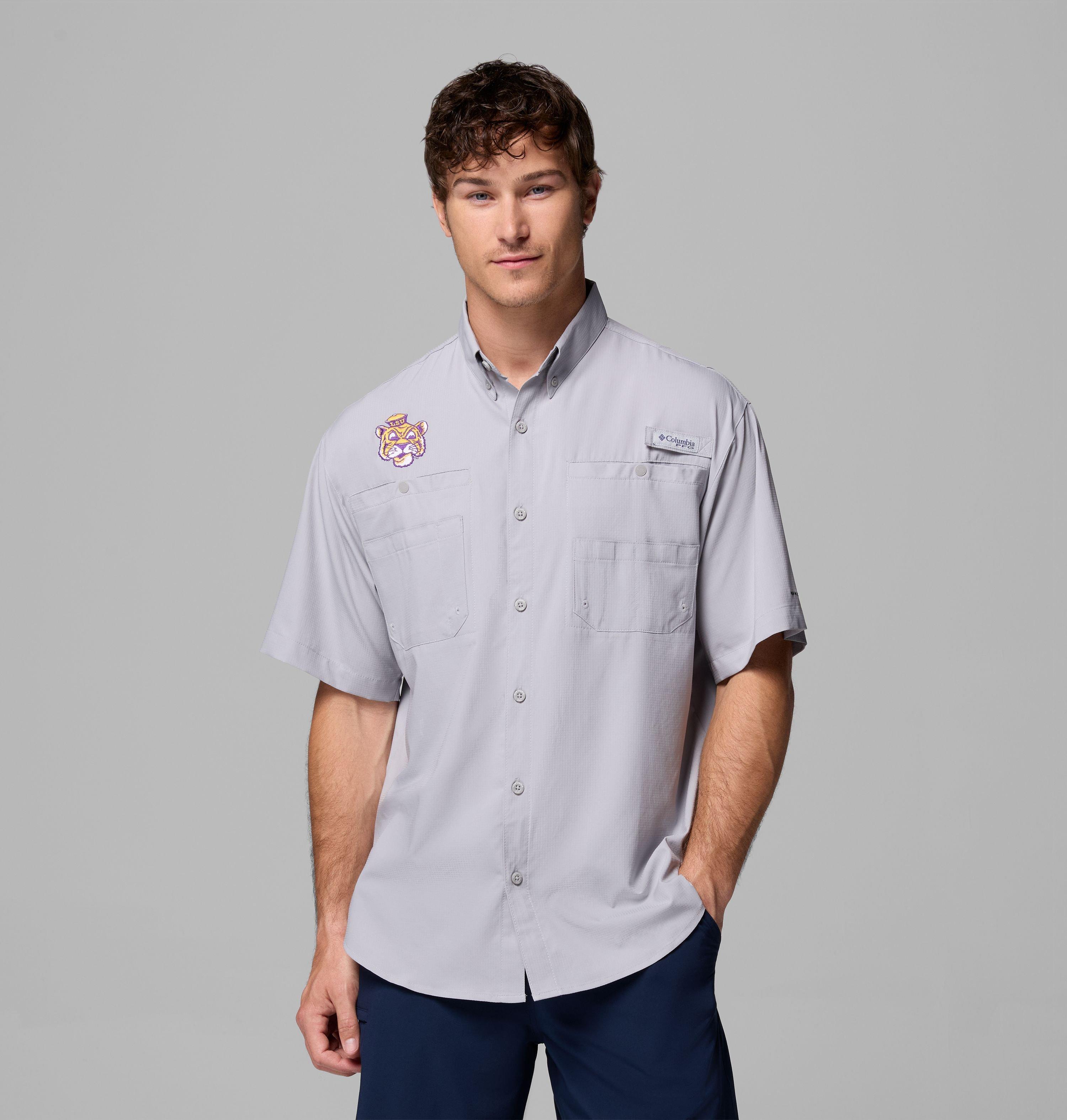 Columbia Men's Collegiate PFG Tamiami Short Sleeve Shirt - LSU-