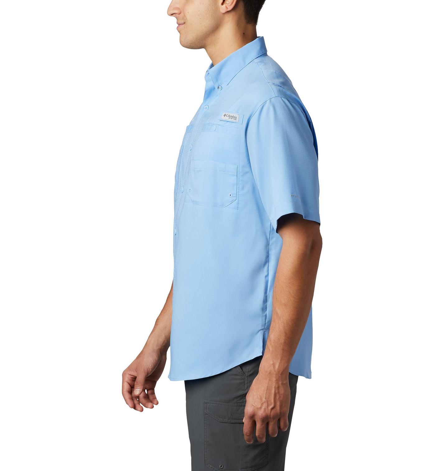 Мужская рубашка Columbia Collegiate PFG Tamiami Short Sleeve Shirt - North Carolina, цвет: Белый — фото 2