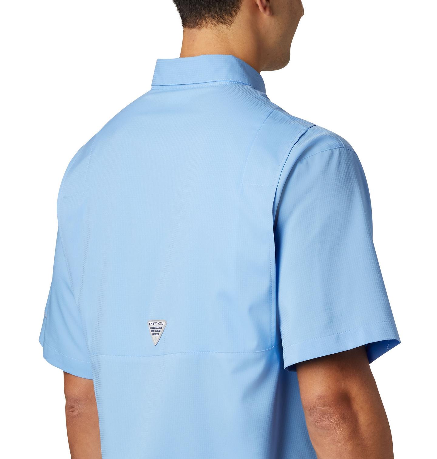 Мужская рубашка Columbia Collegiate PFG Tamiami Short Sleeve Shirt - North Carolina, цвет: Белый — фото 3