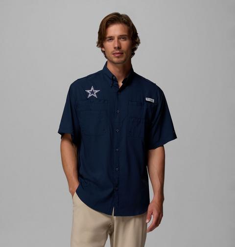Мужская рубашка Columbia PFG Tamiami Short Sleeve - Dallas Cowboys, цвет: Тёмно-синий
