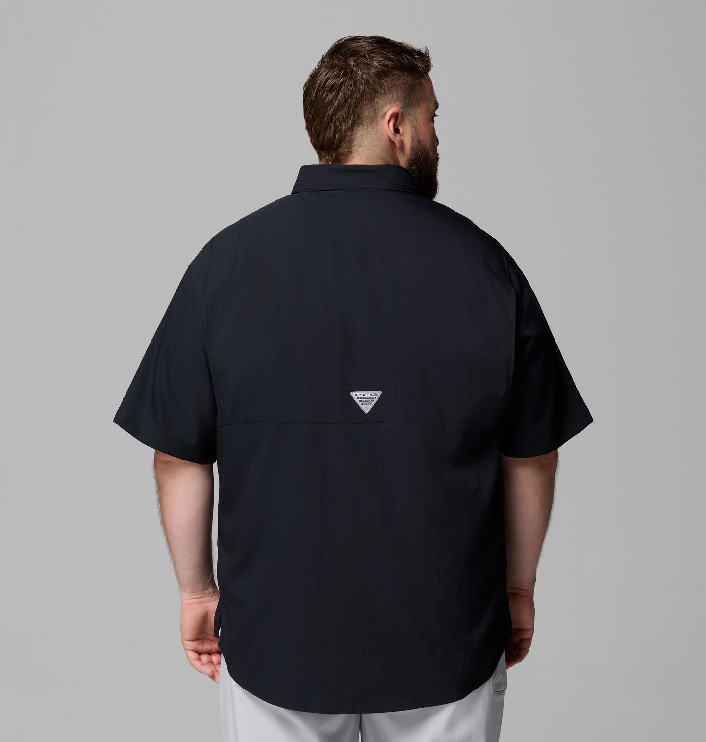 Мужская рубашка Columbia Collegiate PFG Tamiami Short Sleeve Shirt - Big - Arkansas, цвет: Чёрный — фото 3