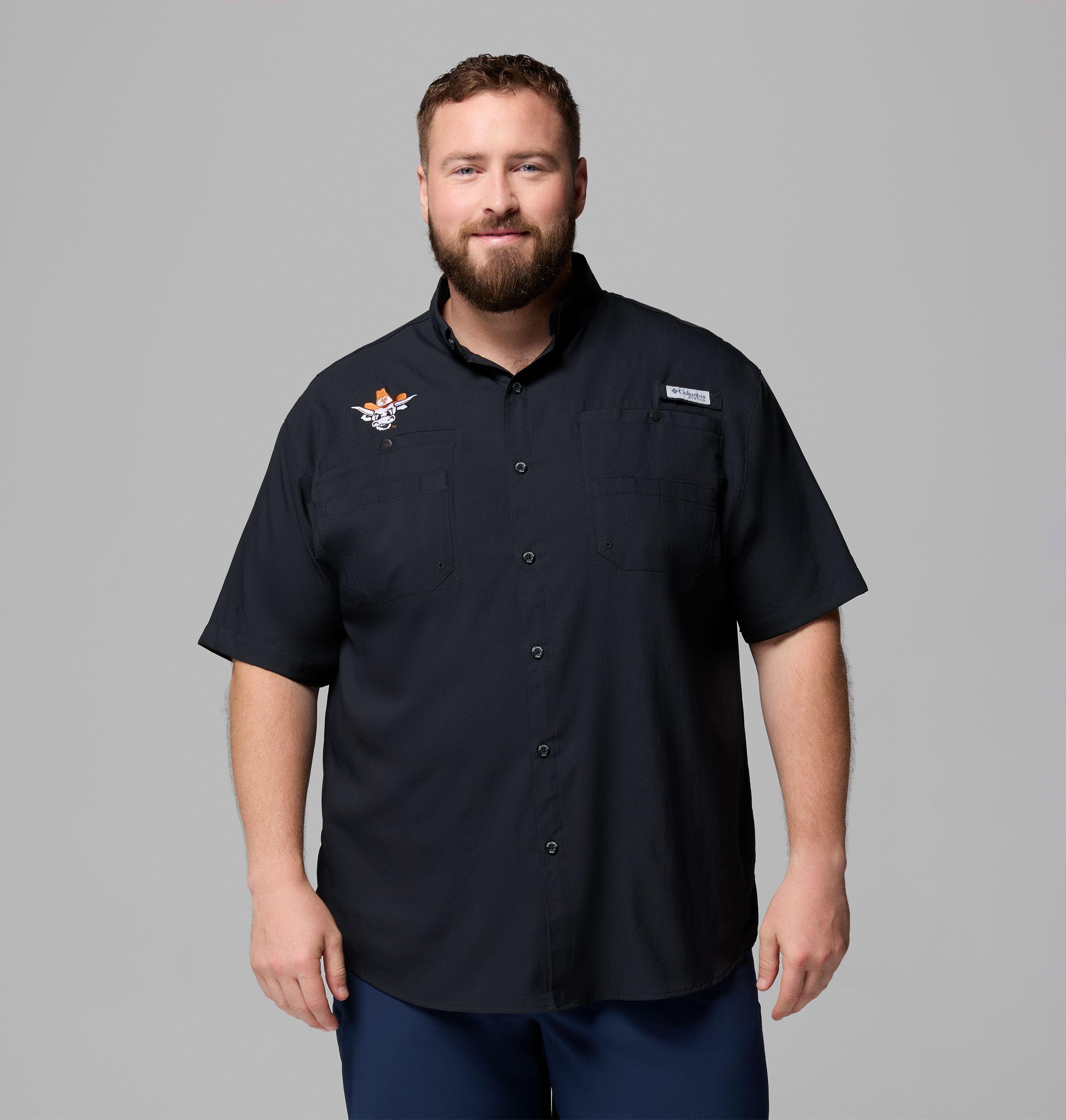 Columbia Men's Collegiate PFG Tamiami Short Sleeve Shirt - Big - Texas-
