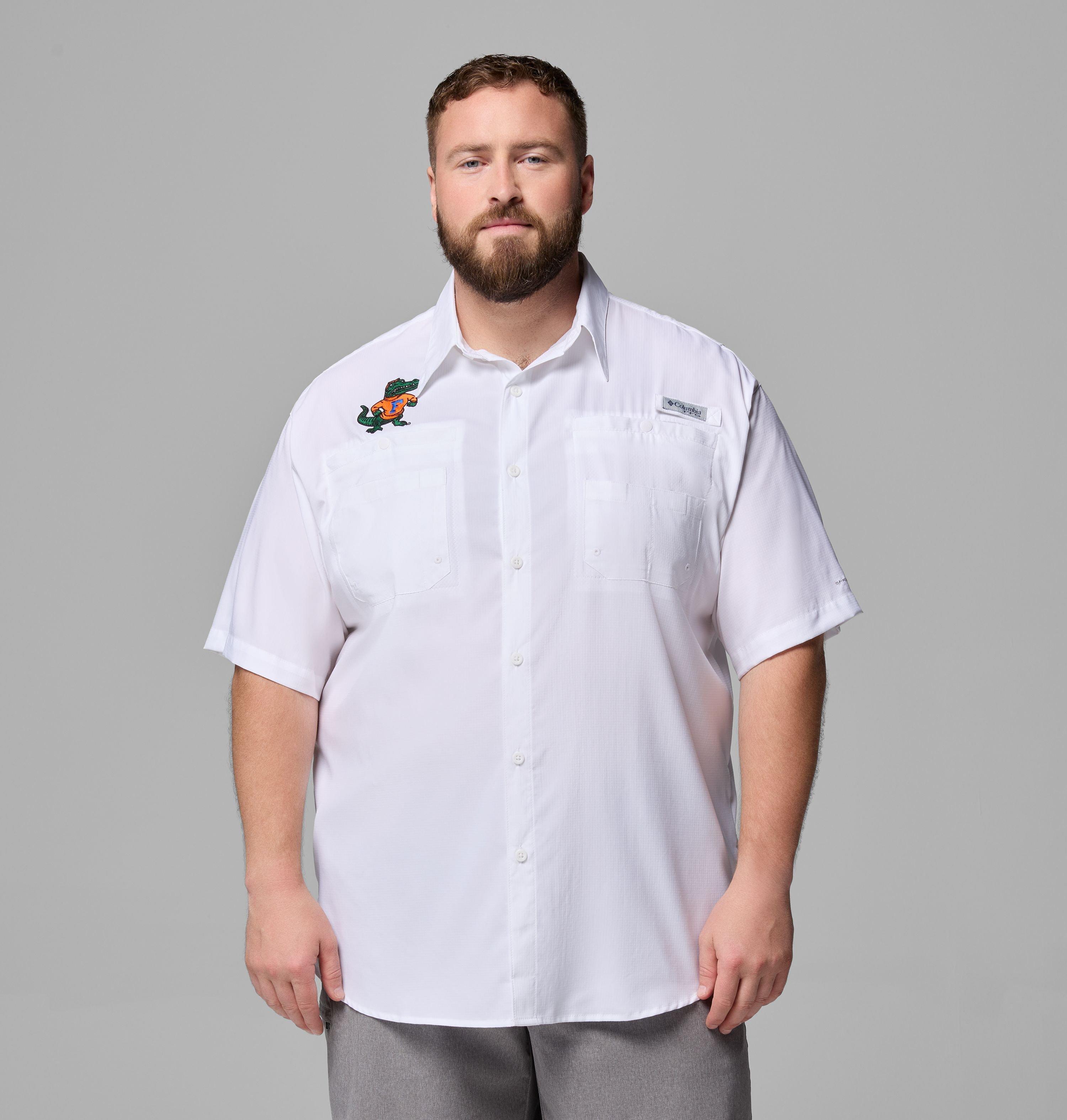 Columbia Men's White Florida Gators Big & Tall Tamiami Omni-Shade Button-Down Shirt - White