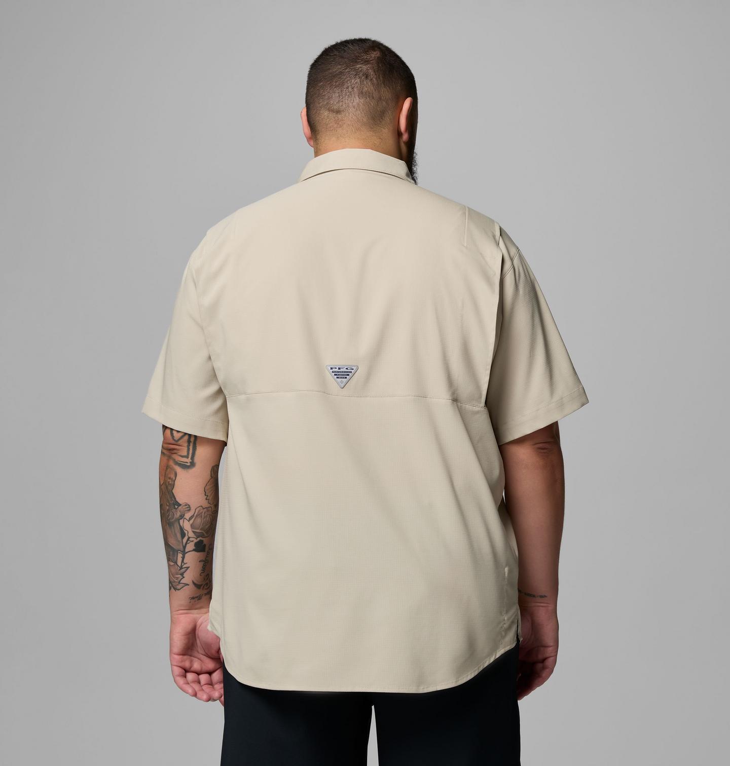 Мужская рубашка Columbia Collegiate PFG Tamiami Short Sleeve Shirt - Big - Clemson, цвет: Серо-бежевый — фото 3