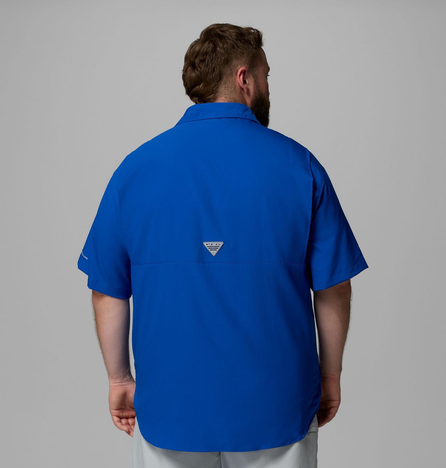 Мужская рубашка Columbia Collegiate PFG Tamiami Short Sleeve Shirt - Big - Florida, цвет: Fla - Azul — фото 2