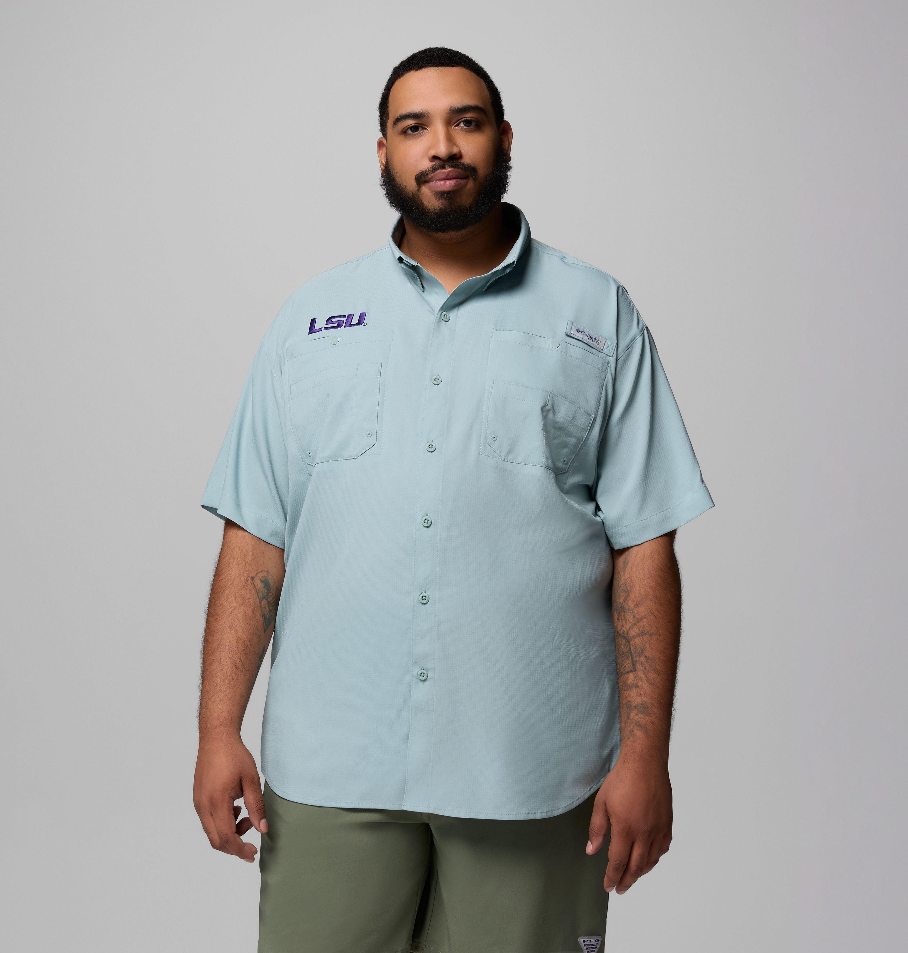 Columbia Men's Collegiate PFG Tamiami Short Sleeve Shirt - Big - LSU-
