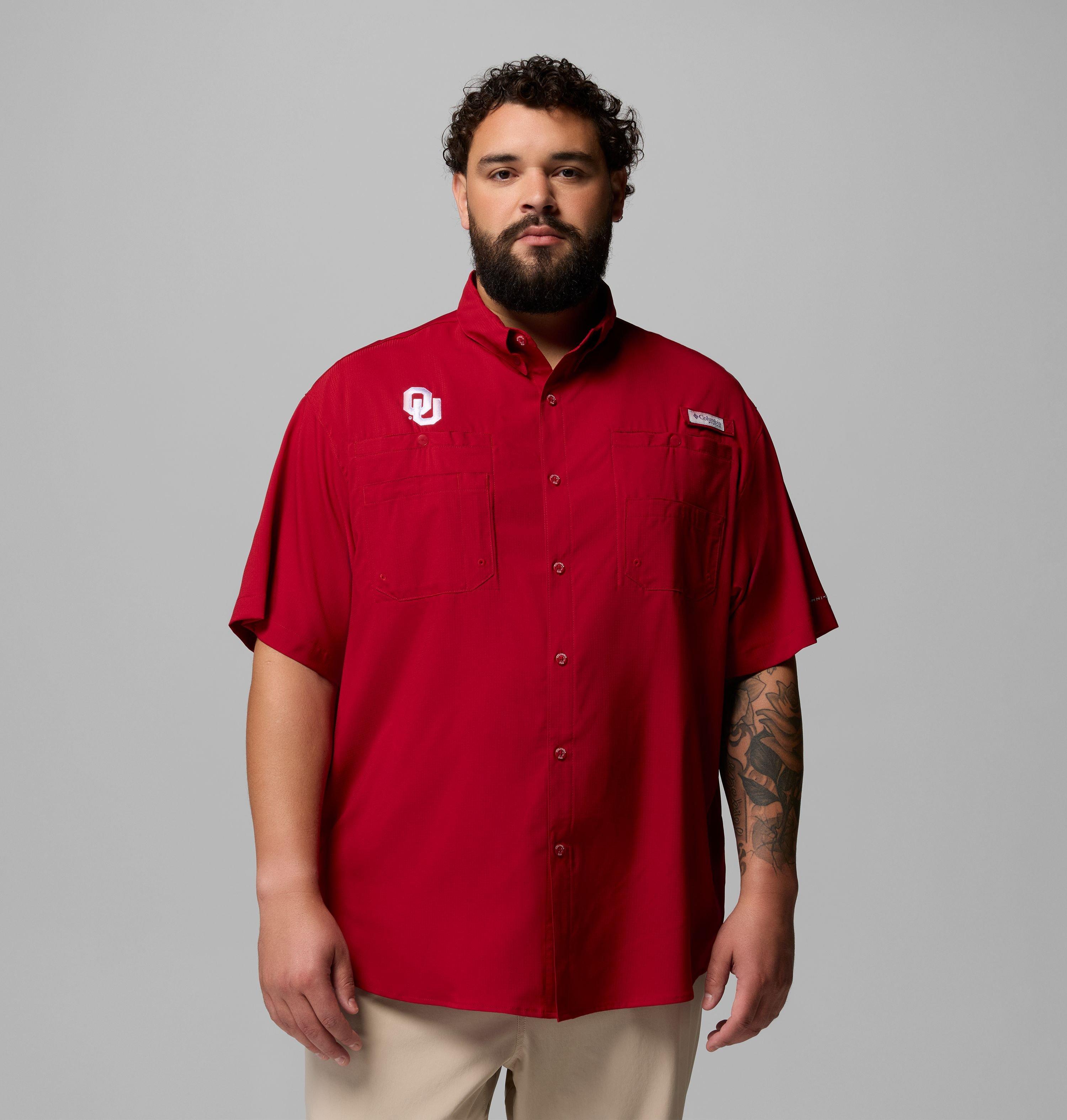 Columbia Men's Collegiate PFG Tamiami Short Sleeve Shirt - Big - Oklahoma-