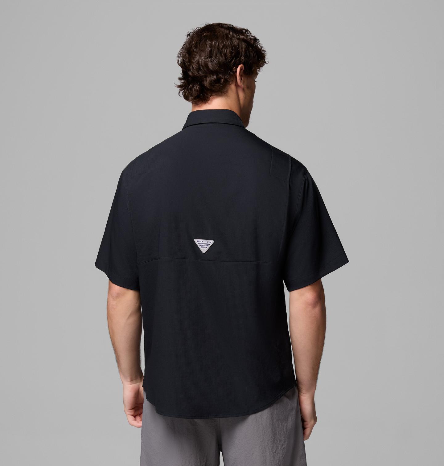 Мужская рубашка Columbia Collegiate PFG Tamiami Short Sleeve Shirt - Tall - Arkansas, цвет: Чёрный — фото 3