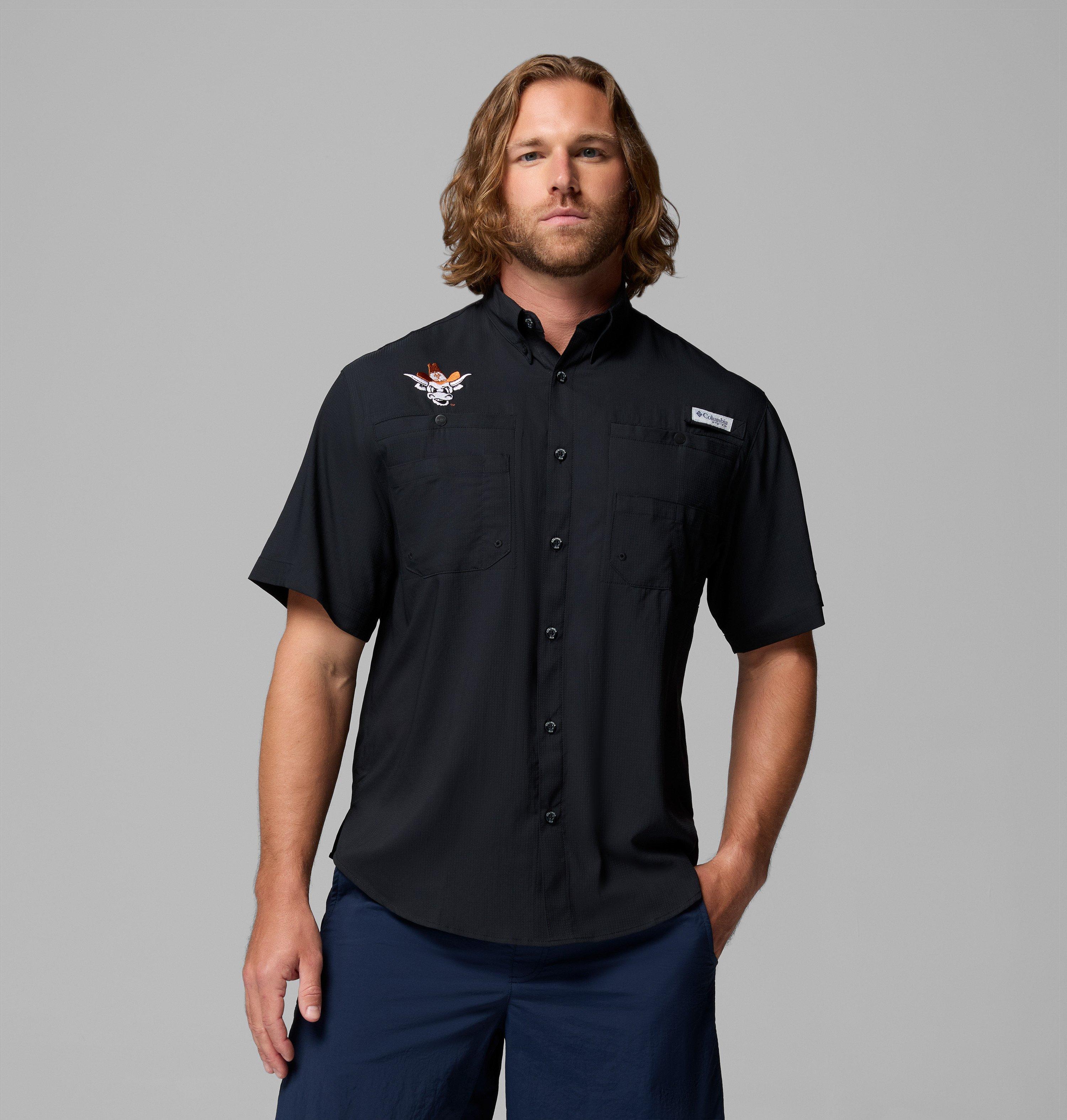 Columbia Men's Black Texas Longhorns Big Tall Tamiami Omni-Shade Button-Down Shirt - Black