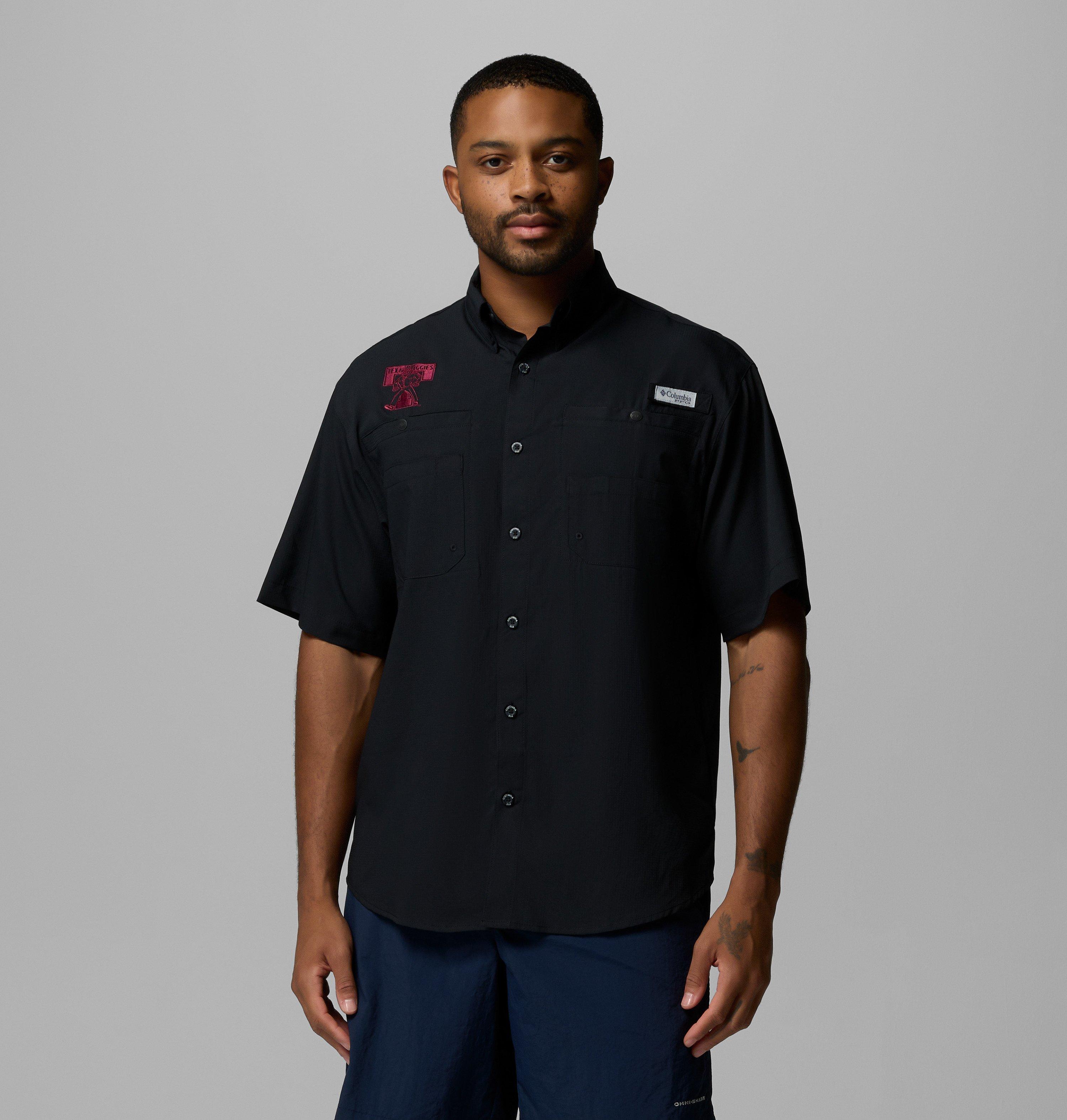 Columbia Men's Black Texas A&M Aggies Big Tall Tamiami Omni-Shade Button-Down Shirt - Black