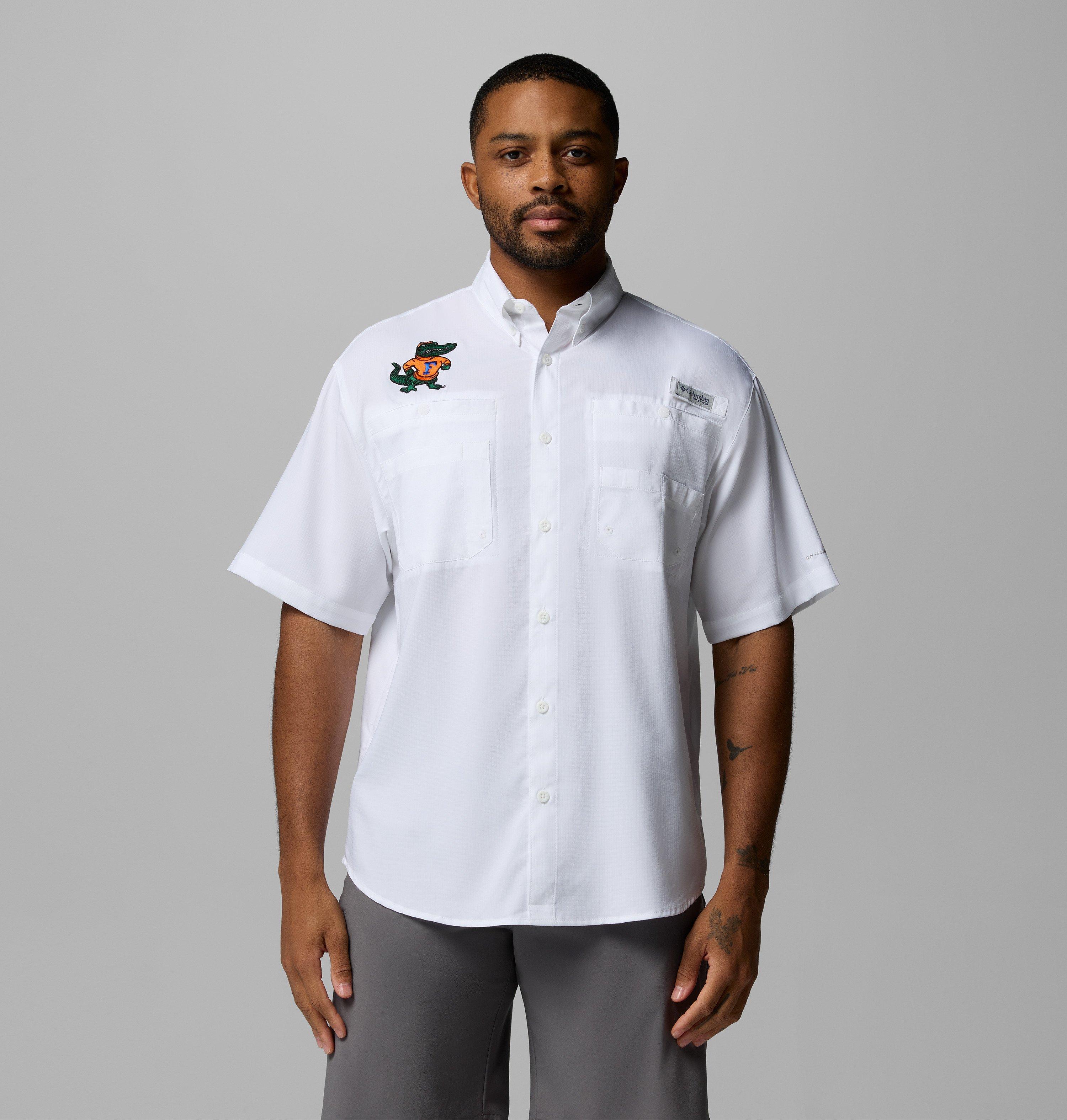 Columbia Men's White Florida Gators Big & Tall Tamiami Omni-Shade Button-Down Shirt - White