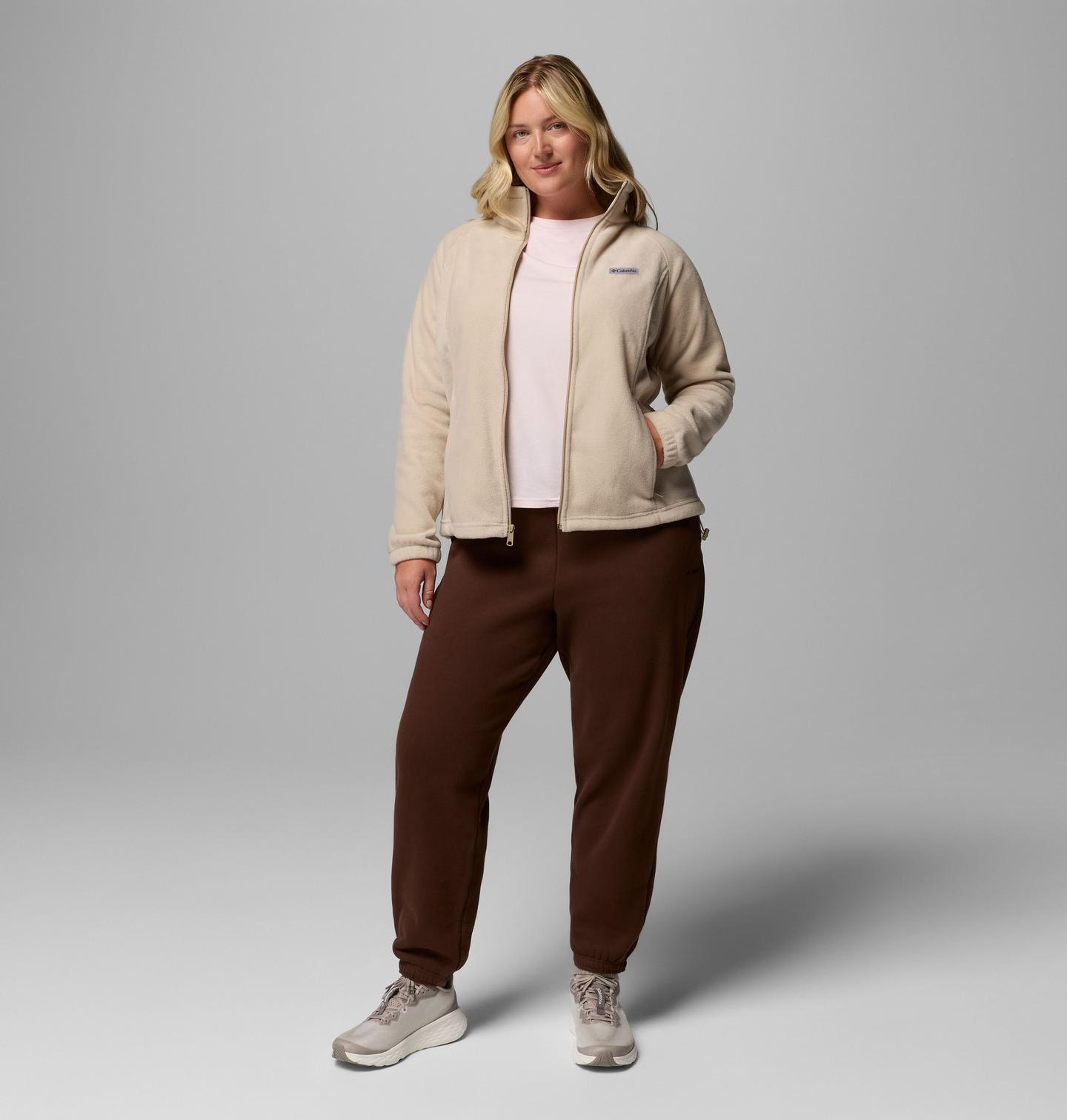 Женская куртка Columbia Benton Springs Full Zip Fleece Jacket - Plus Size, цвет: Серо-бежевый — фото 2