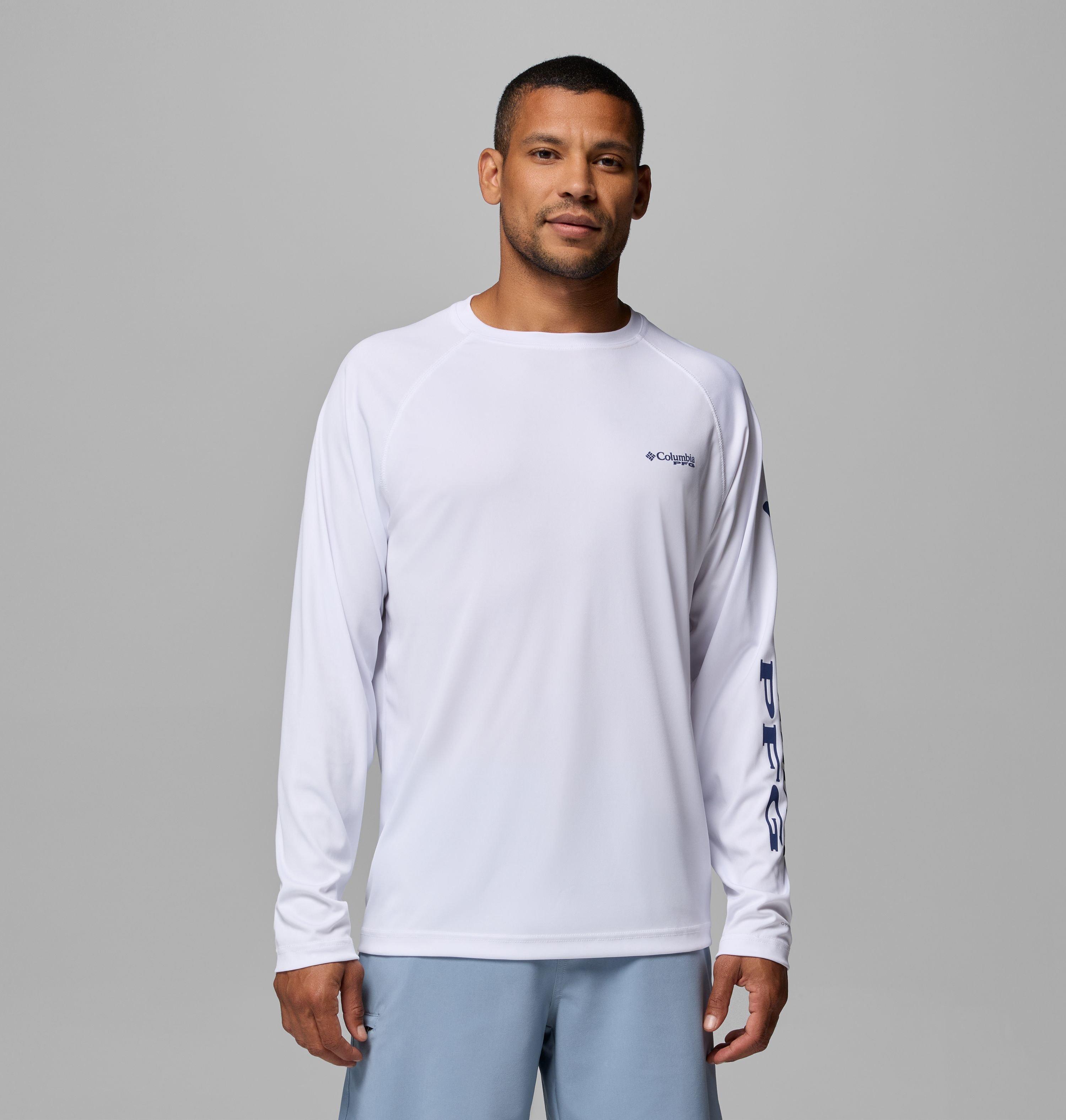 Columbia Sportswear Men's White Columbia - Terminal Tackle™ Long Sleeve Technical T-Shirt - Nightshade Logo Small