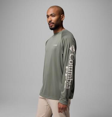 Men's PFG Terminal Tackle Long Sleeve Shirt, Color: Cypress, Dark Stone Logo, image 8