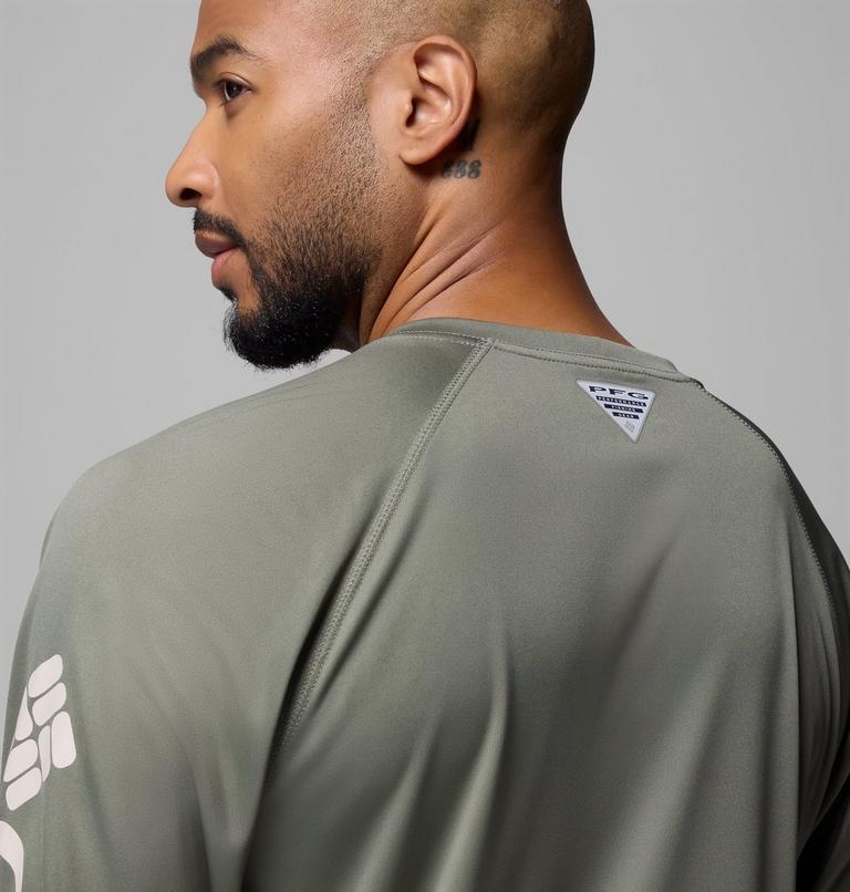 Men's PFG Terminal Tackle Long Sleeve Shirt, Color: Cypress, Dark Stone Logo, image 6