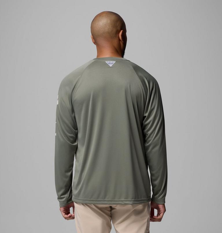 Men's PFG Terminal Tackle Long Sleeve Shirt, Color: Cypress, Dark Stone Logo, image 3