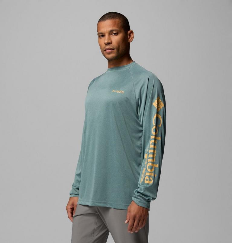 Terminal Tackle LS Shirt, Color: Metal Heather, Light Camel Logo, image 4