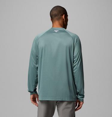 Men's Terminal Tackle Long Sleeve Technical T-Shirt, Color: Metal Heather, Light Camel Logo, image 7
