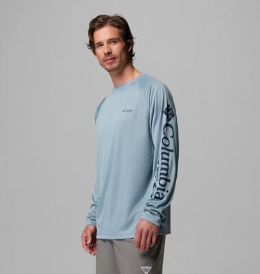 Men's Terminal Tackle Long Sleeve Technical T-Shirt, Color: Dockside Blue Heather, Collegiate Navy L, image 4