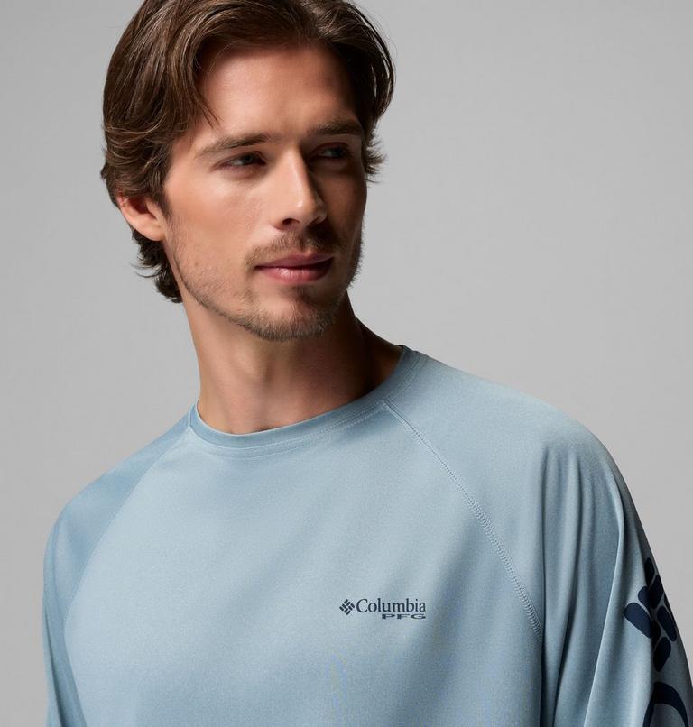 Men's Terminal Tackle Long Sleeve Technical T-Shirt, Color: Dockside Blue Heather, Collegiate Navy L, image 5