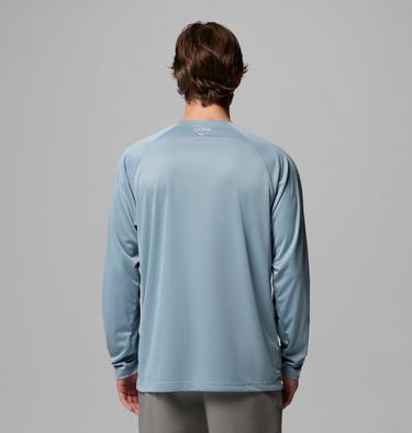 Men's Terminal Tackle Long Sleeve Technical T-Shirt, Color: Dockside Blue Heather, Collegiate Navy L, image 3
