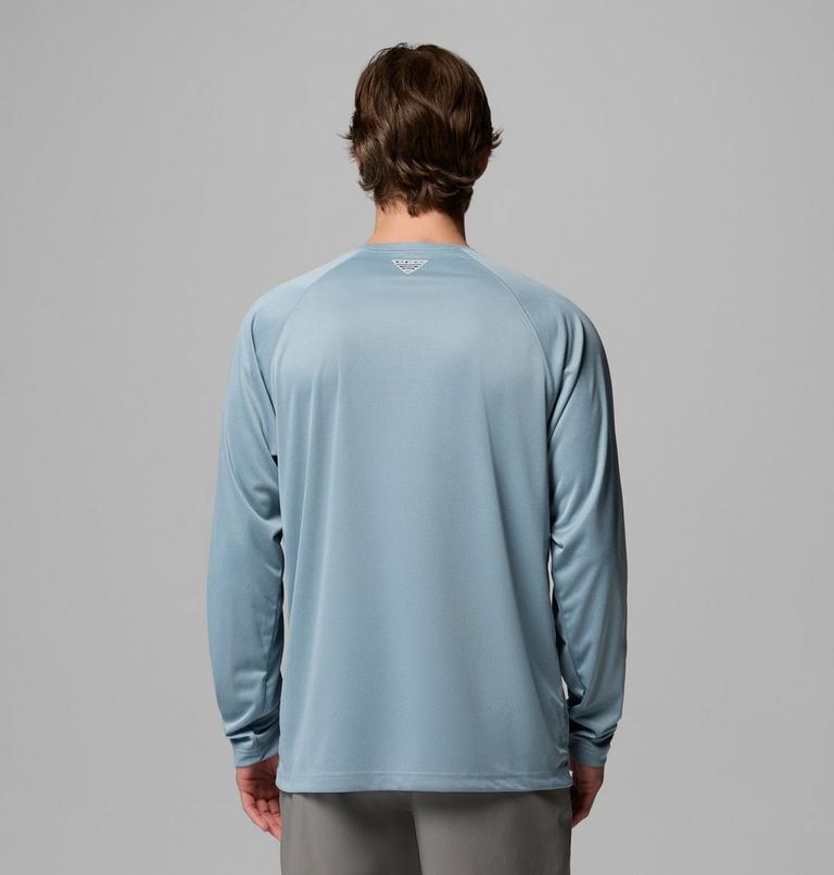 Men's Terminal Tackle Long Sleeve Technical T-Shirt, Color: Dockside Blue Heather, Collegiate Navy L, image 3