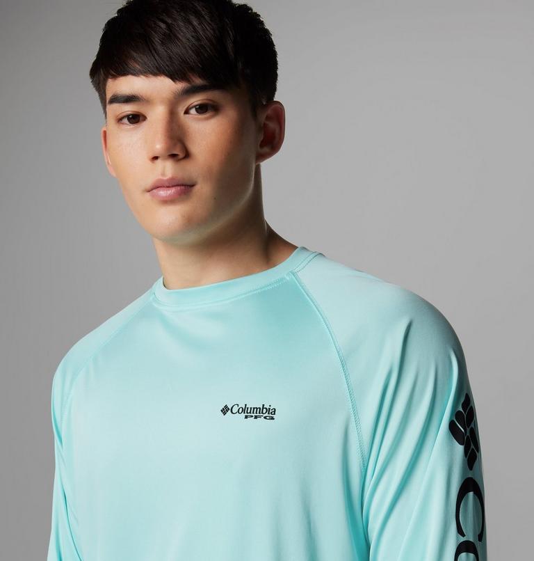 Men's PFG Terminal Tackle Long Sleeve Shirt, Color: Gulf Stream, Black Logo, image 5