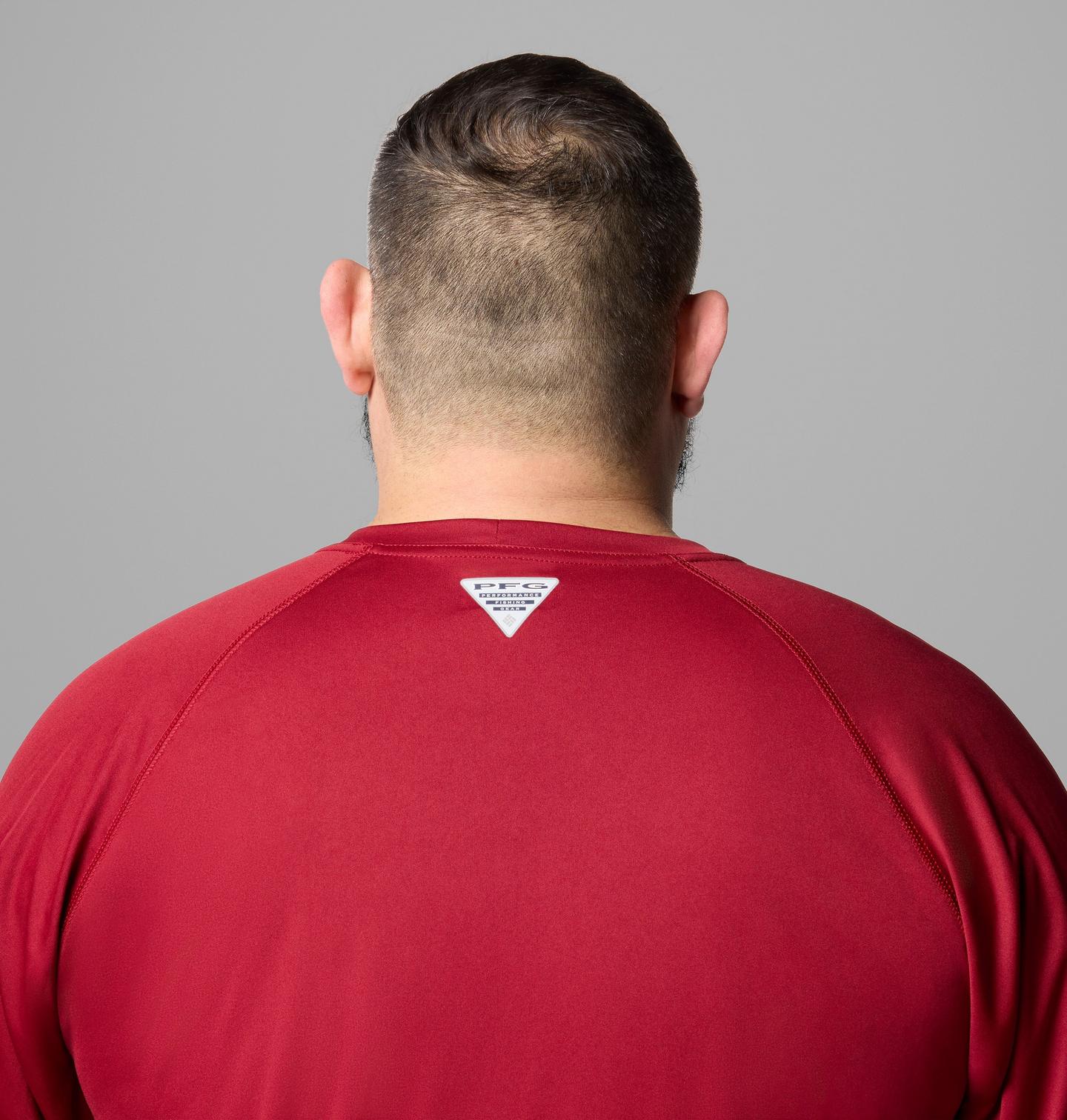 Мужская рубашка Columbia PFG Terminal Tackle Long Sleeve Shirt - Big, цвет: Свекольный / Белый — фото 4