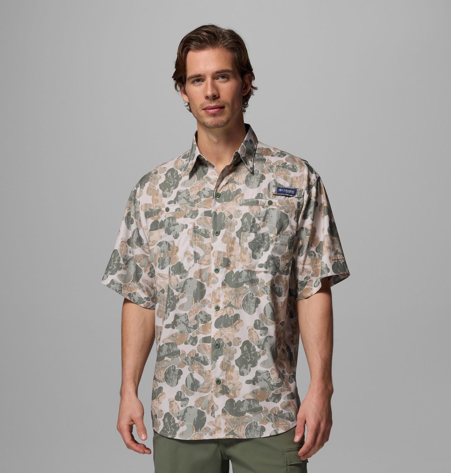 Мужская рубашка Columbia PFG Super Tamiami Short Sleeve, цвет: Серо-бежевый — фото 1
