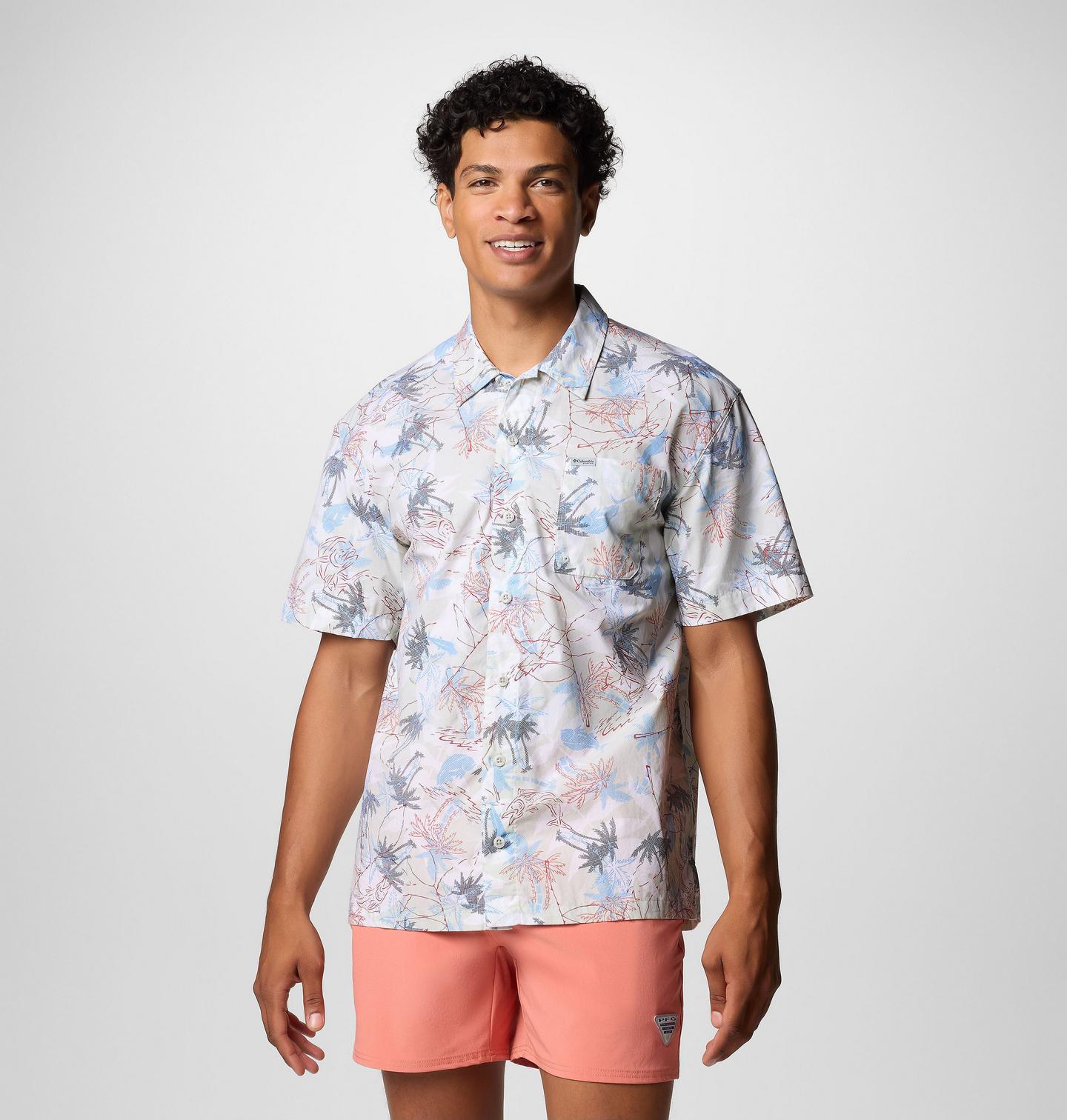 Мужская рубашка Columbia PFG Trollers Best™ Short Sleeve, цвет: Белый — фото 1