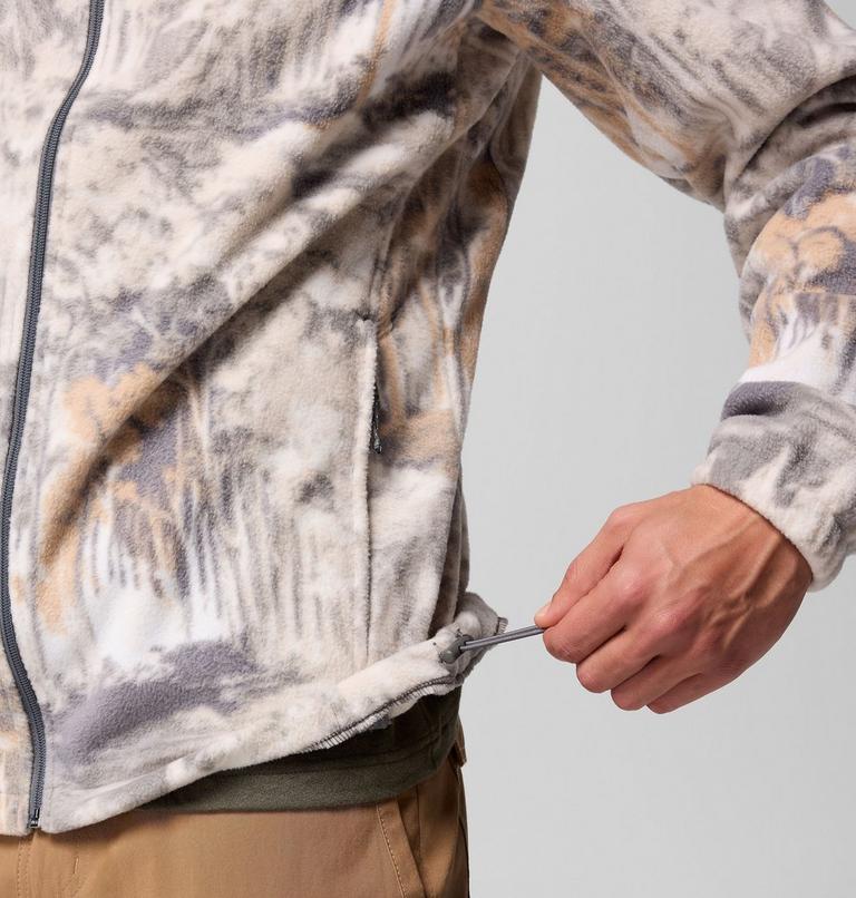 Men’s Steens Mountain Printed Fleece Jacket, Color: City Grey Deschutestrees, image 7