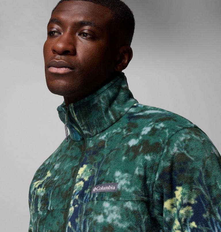 Men’s Steens Mountain Printed Fleece Jacket, Color: Rain Forest Deschutestrees, image 6