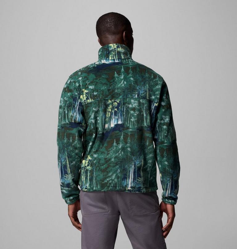 Men’s Steens Mountain Printed Fleece Jacket, Color: Rain Forest Deschutestrees, image 3