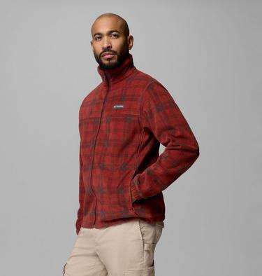 Men&rsquo;s Steens Mountain Printed Fleece Jacket, Color: Red Oxide Plaided Tonal, Shark, image 4