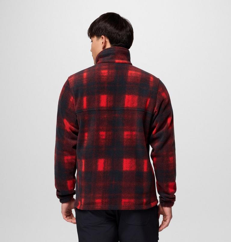 Men’s Steens Mountain Printed Fleece Jacket, Color: Sail Red Omblur, image 3
