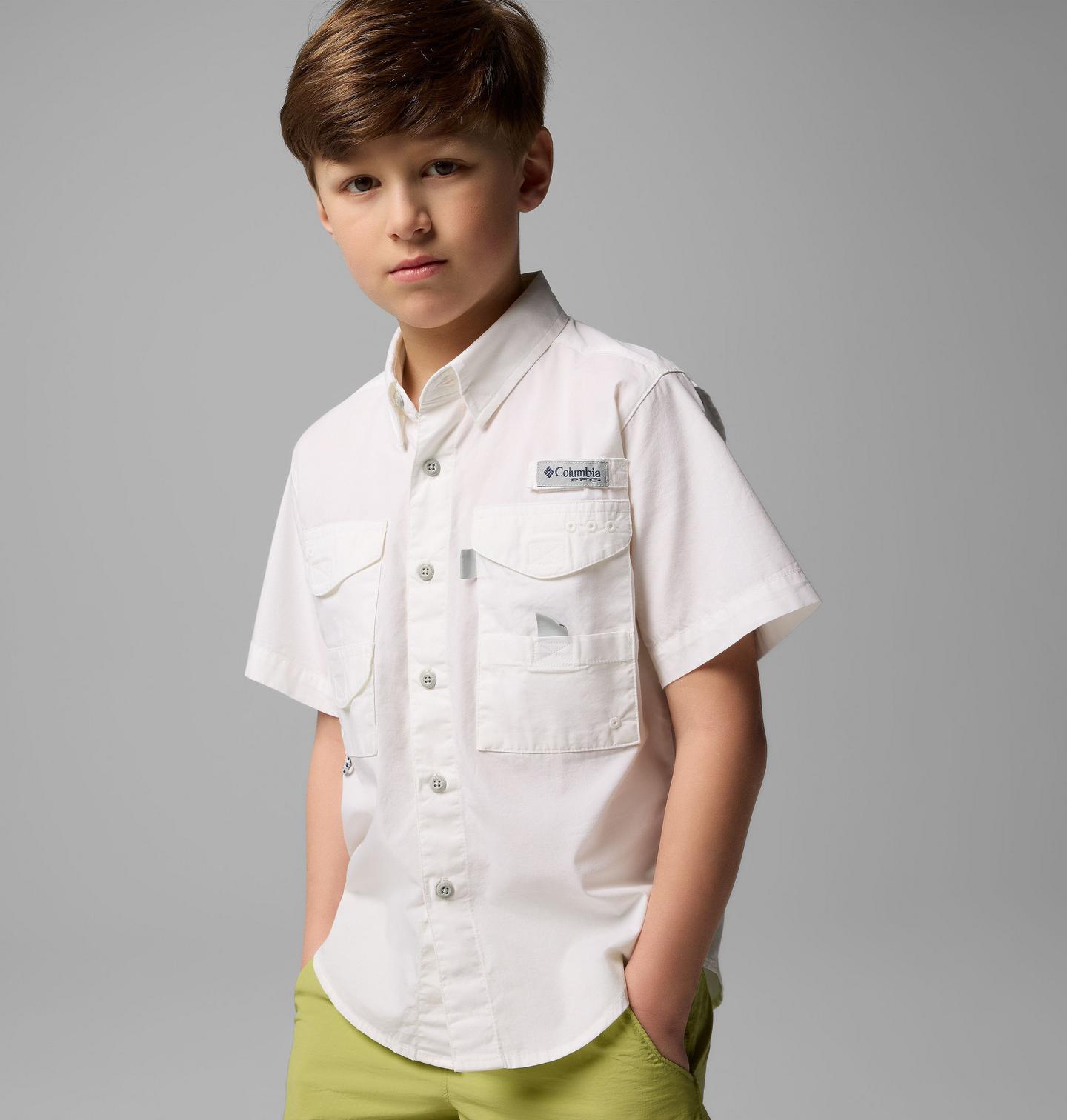 Рубашка Columbia PFG Bonehead Short Sleeve Shirt для мальчиков, цвет: Белый, вариант 1 — фото 1