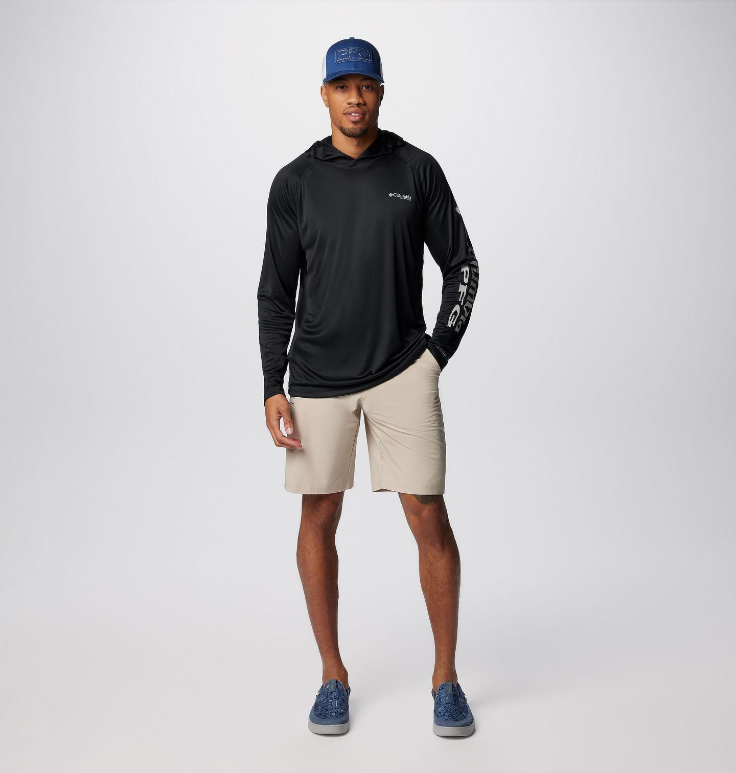 Мужское худи Columbia PFG Terminal Tackle, цвет: Чёрный / Серый — фото 3