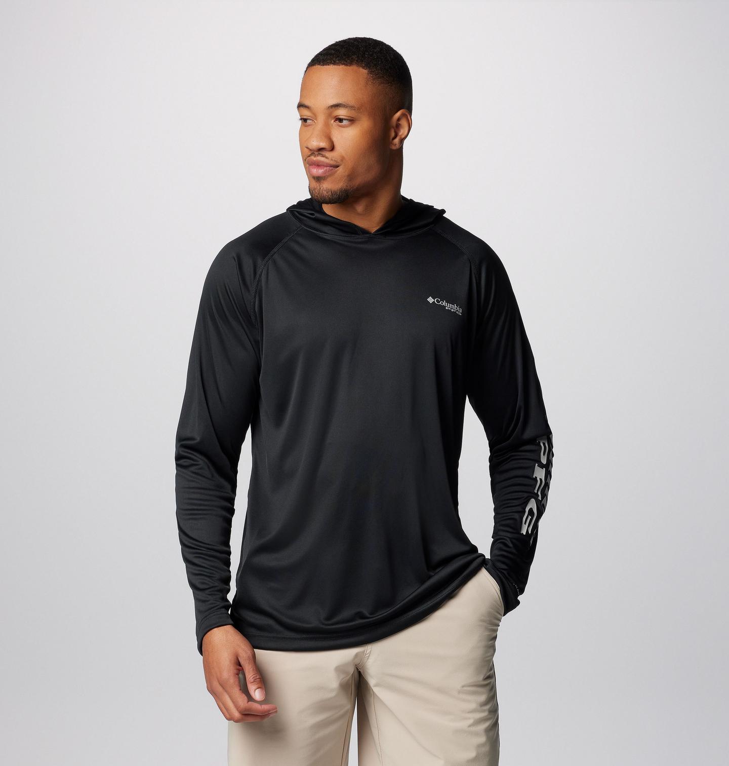 Мужское худи Columbia PFG Terminal Tackle, цвет: Чёрный / Серый — фото 1