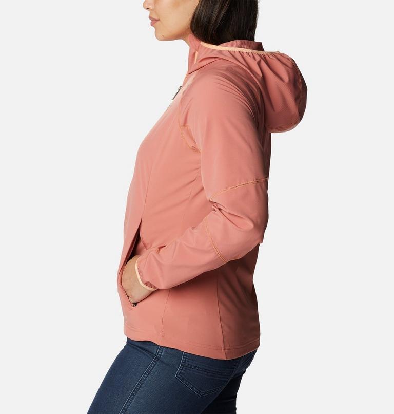 Women's Sweet As Softshell Hooded Jacket, Color: Dark Coral, image 3