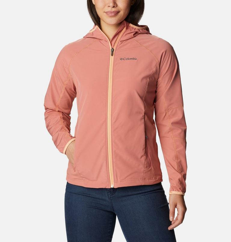 Women's Sweet As Softshell Hooded Jacket, Color: Dark Coral, image 1