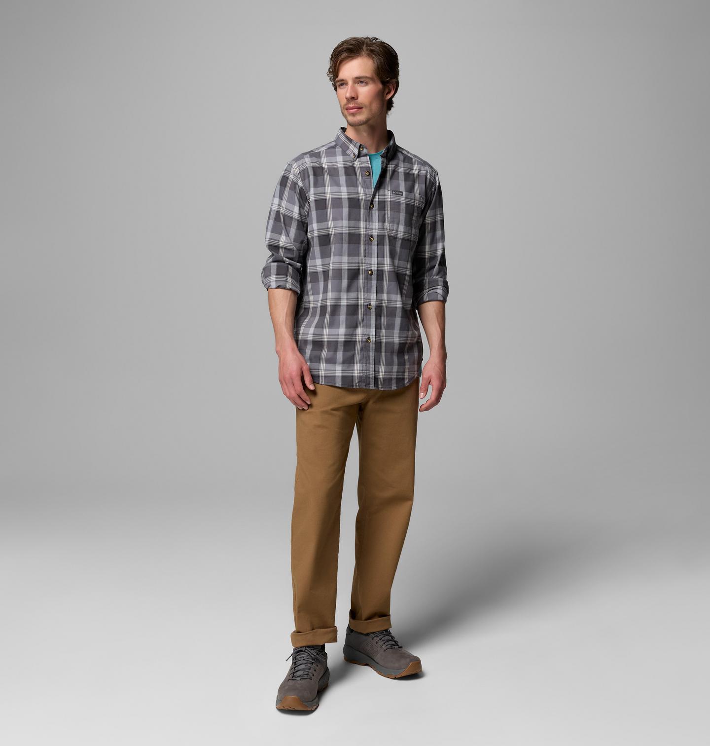 Мужская рубашка Columbia Rapid Rivers II Long Sleeve Shirt - Tall, цвет: Чёрный клетчатый — фото 2