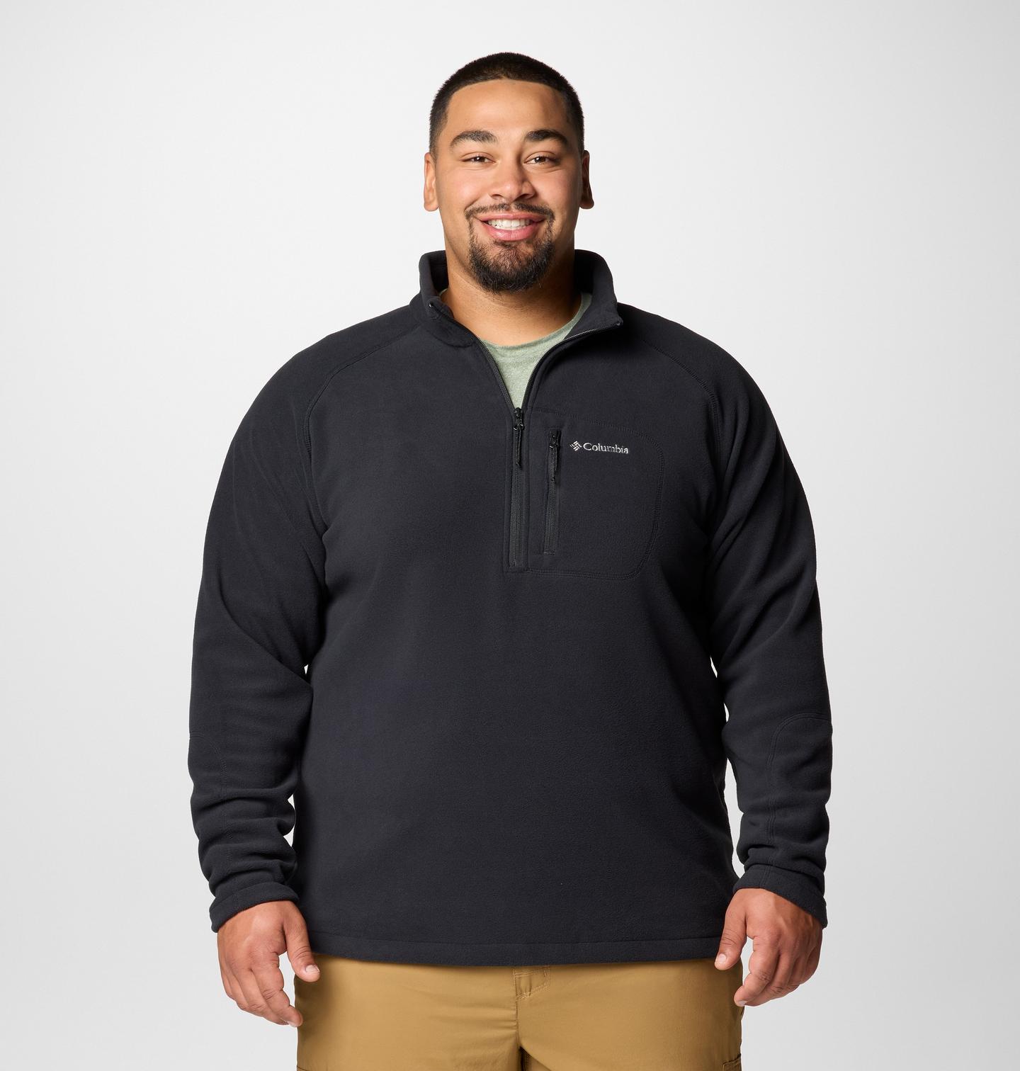 Мужской свитер Columbia Fast Trek III Half Zip Fleece Pullover - Big, цвет: Чёрный — фото 1