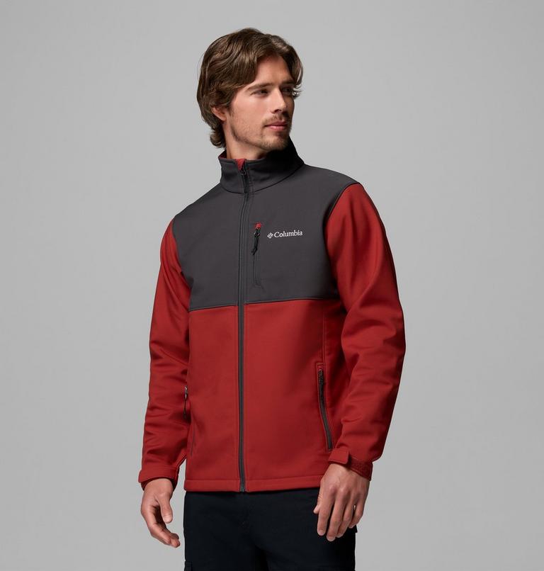 Men's Ascender Hiking Softshell Jacket, Color: Red Oxide, Shark, image 4